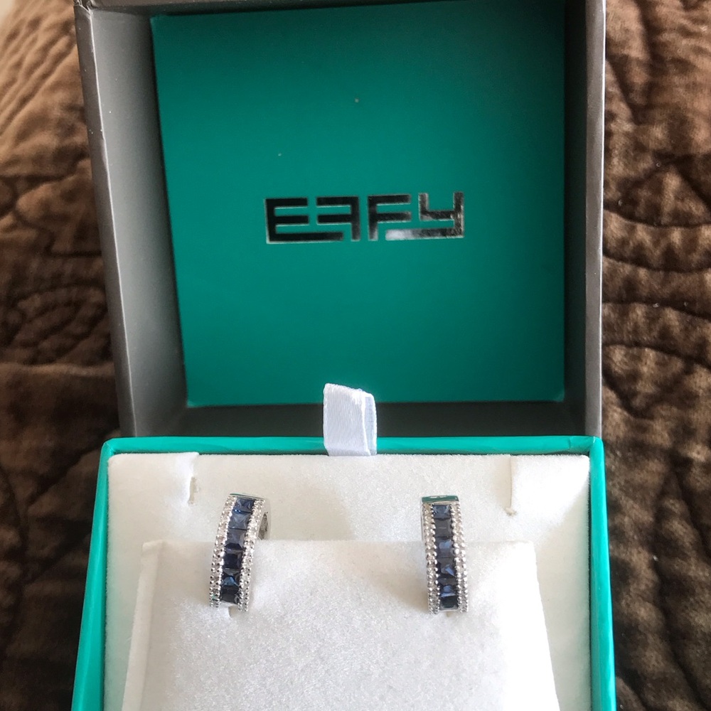 14k EFFY Diamond & Sapphire Earrings